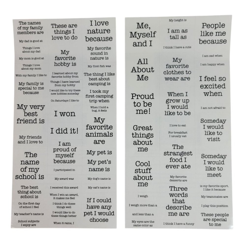 Close to My Heart Reflections Stickease X5746 Journaling Prompts About Me NEW